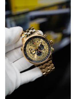 Invicta Aviator 49081 Pánské hodinky - Quartz strojek - Nerezová ocel se zlatým ciferníkem - 49 mm