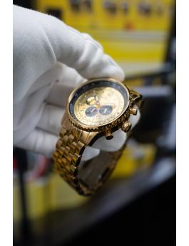 Invicta Aviator 49081 Pánské hodinky - Quartz strojek - Nerezová ocel se zlatým ciferníkem - 49 mm