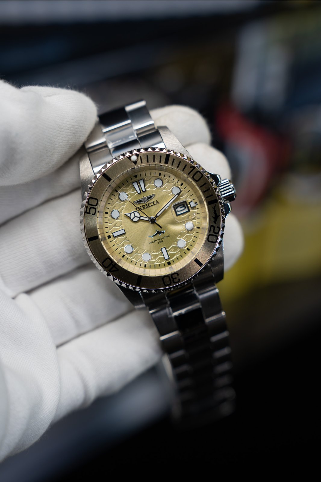 Invicta Pro Diver 50892 Miesten kello - Kvartsikoneisto - Ruostumaton teräs beigen kellotaulun kanssa - 42 mm