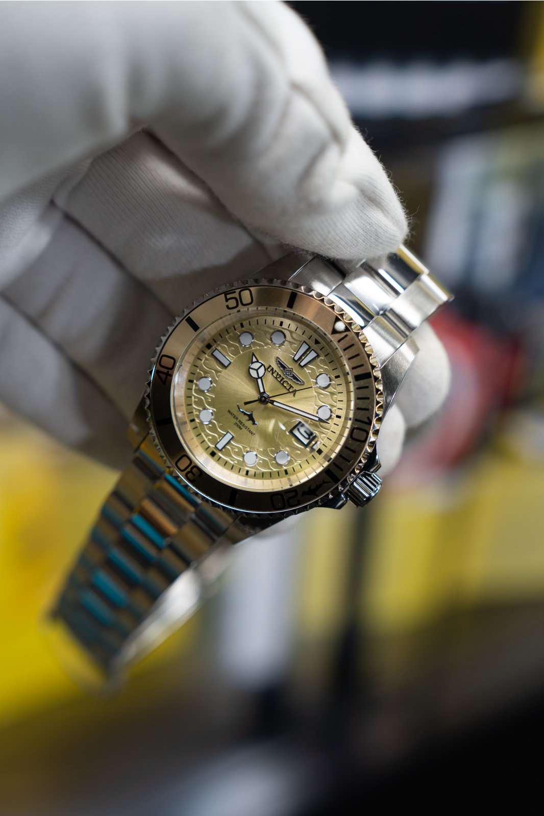 Invicta Pro Diver 50892 Miesten kello - Kvartsikoneisto - Ruostumaton teräs beigen kellotaulun kanssa - 42 mm