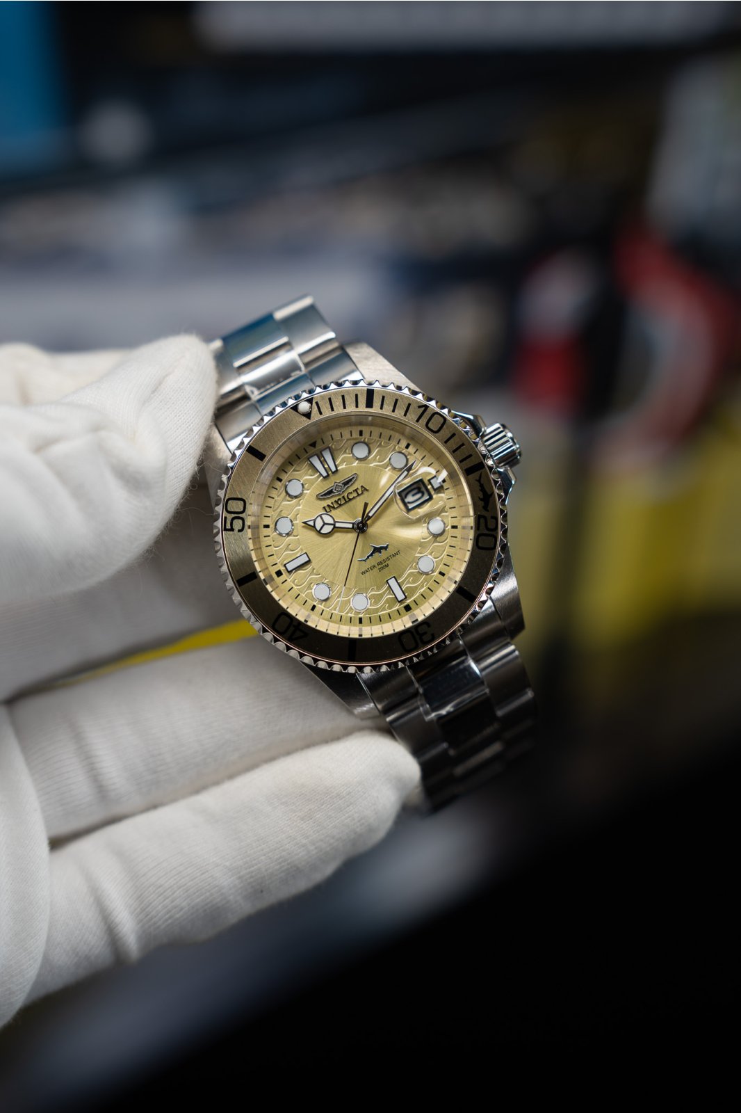Invicta Pro Diver 50892 Miesten kello - Kvartsikoneisto - Ruostumaton teräs beigen kellotaulun kanssa - 42 mm