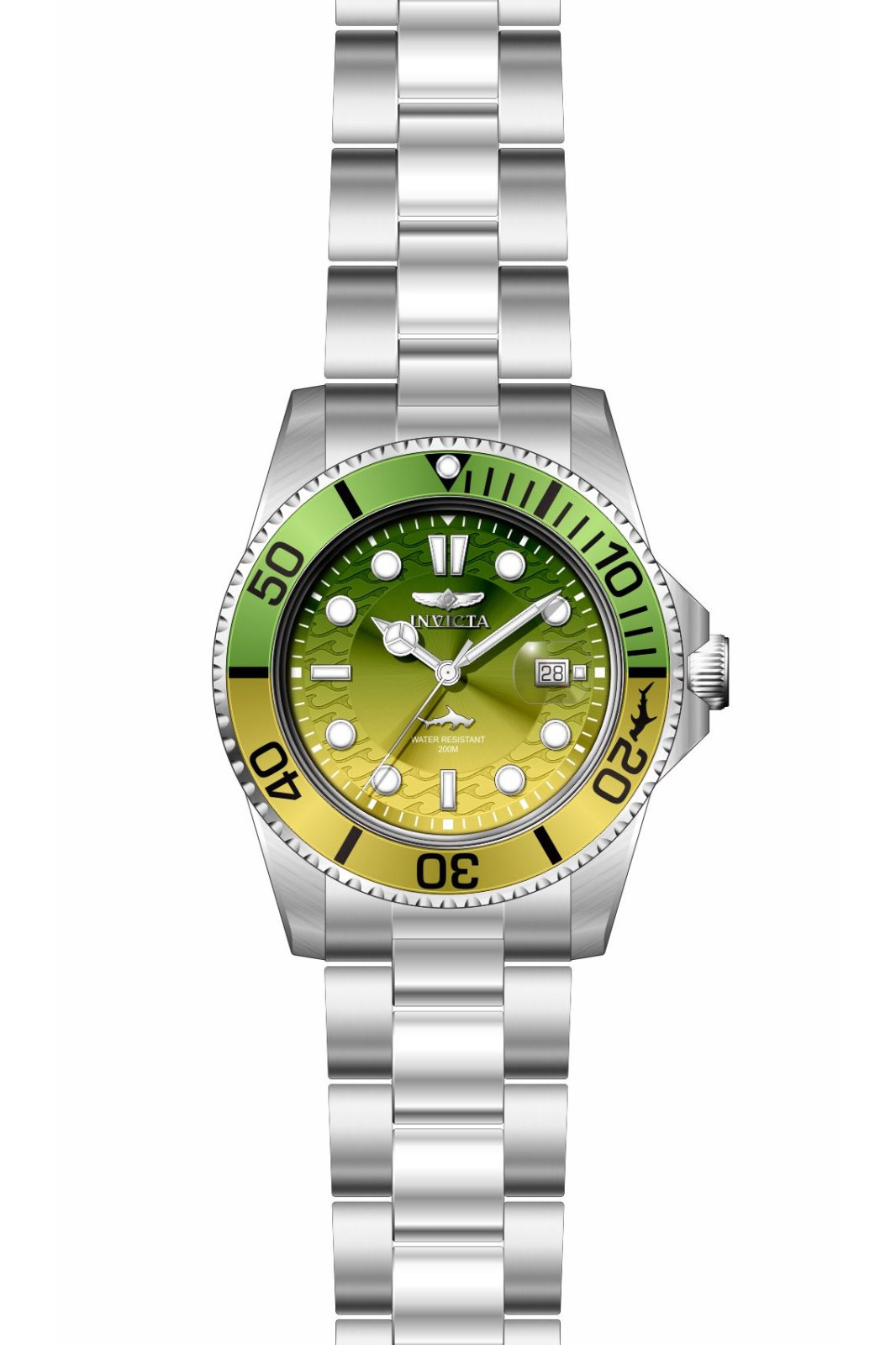 Invicta Pro Diver 50896 Men's Watch - Quartz Movement - Stainless Steel with Yellow Dial - 42 mm
