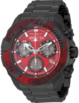 Invicta Carbon Hawk 51081 Reloj de hombre - Movimiento de cuarzo - Acero inoxidable con esfera roja - 48.00 mm