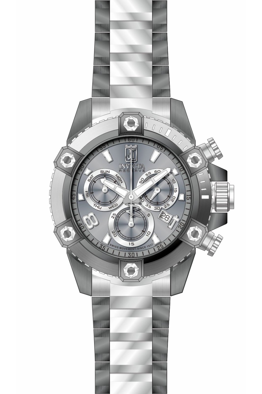 Invicta Jason Taylor 51274 Reloj de hombre - Movimiento de cuarzo - Acero inoxidable con esfera gris - 50 mm