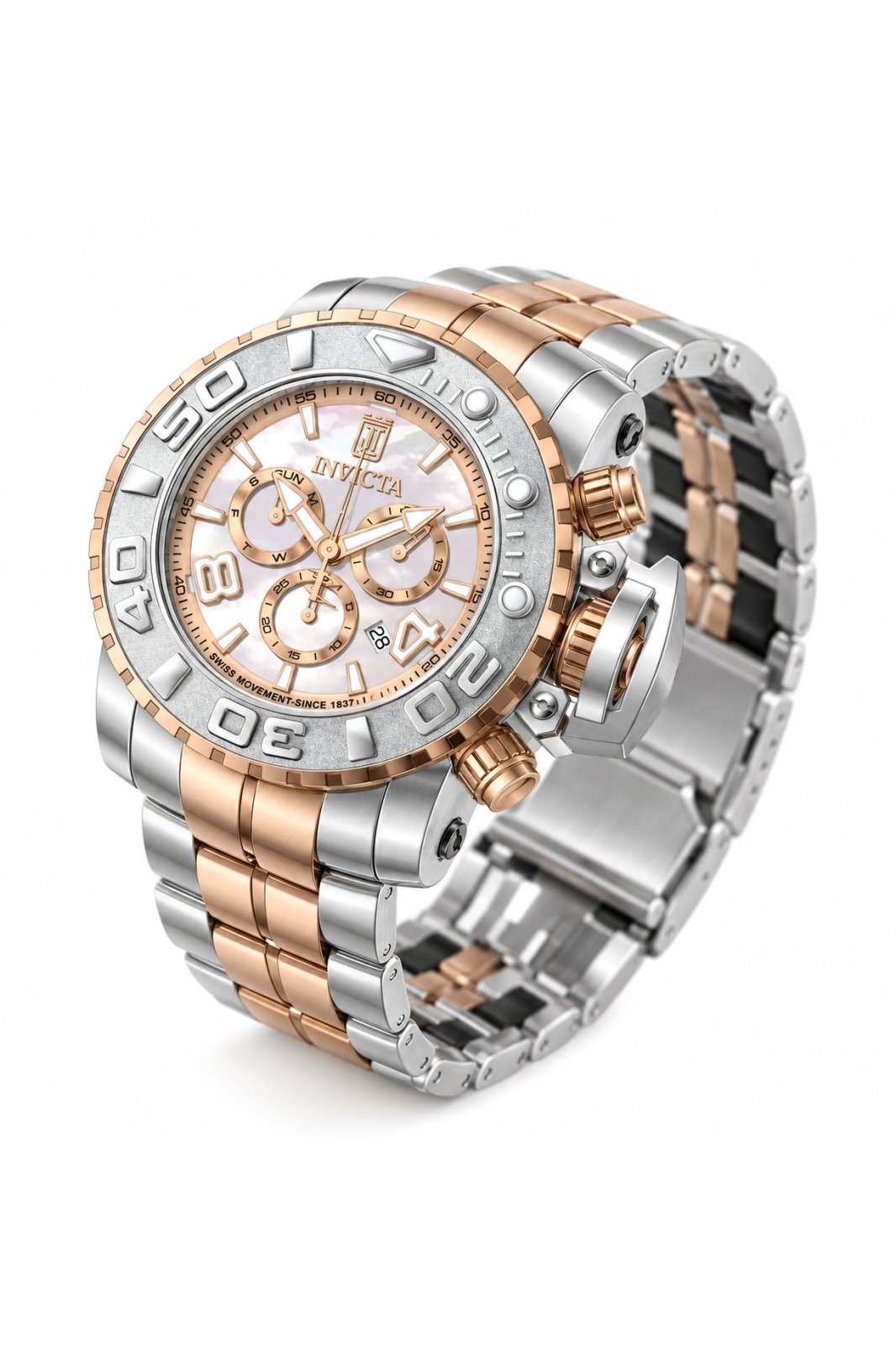 Invicta Jason Taylor 51320 Men's Watch - Quartz Movement - Stainless Steel with Pearl Dial - 58 mm
