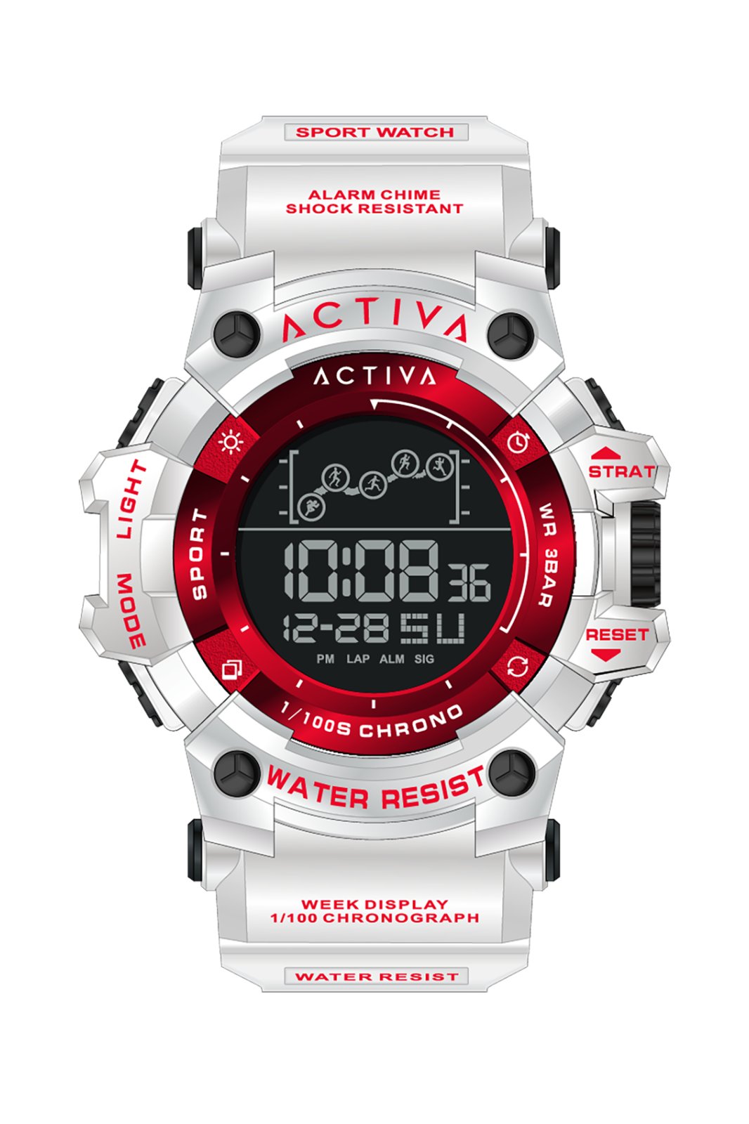 Activa Digital ACW8082-016 Men's Watch - Digital Movement - Abs with Black Dial - 50 mm