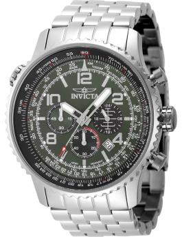 Invicta Aviator 49080 Reloj para Hombre - Movimiento de Cuarzo - Acero Inoxidable con Esfera Verde - 49 mm