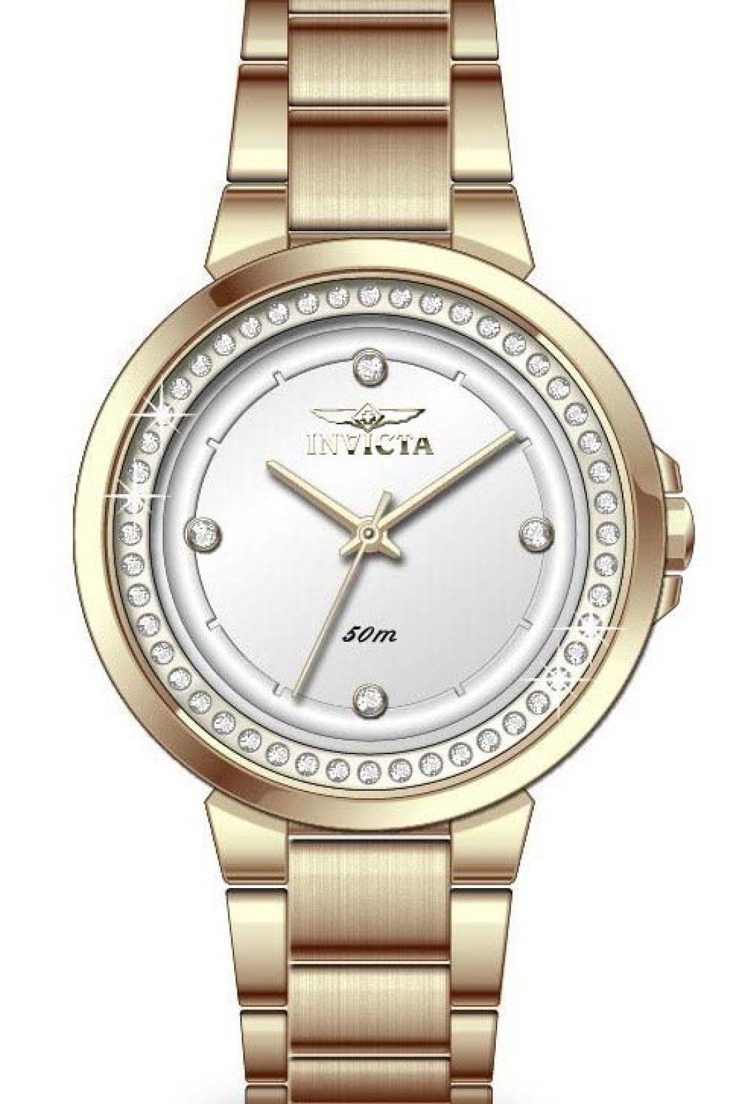 Invicta Angel 50166 Reloj para Mujer - Movimiento de Cuarzo - Acero Inoxidable con Esfera Plateada - 33 mm