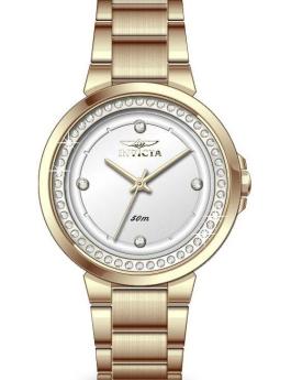 Invicta Angel 50166 Reloj para Mujer - Movimiento de Cuarzo - Acero Inoxidable con Esfera Plateada - 33 mm