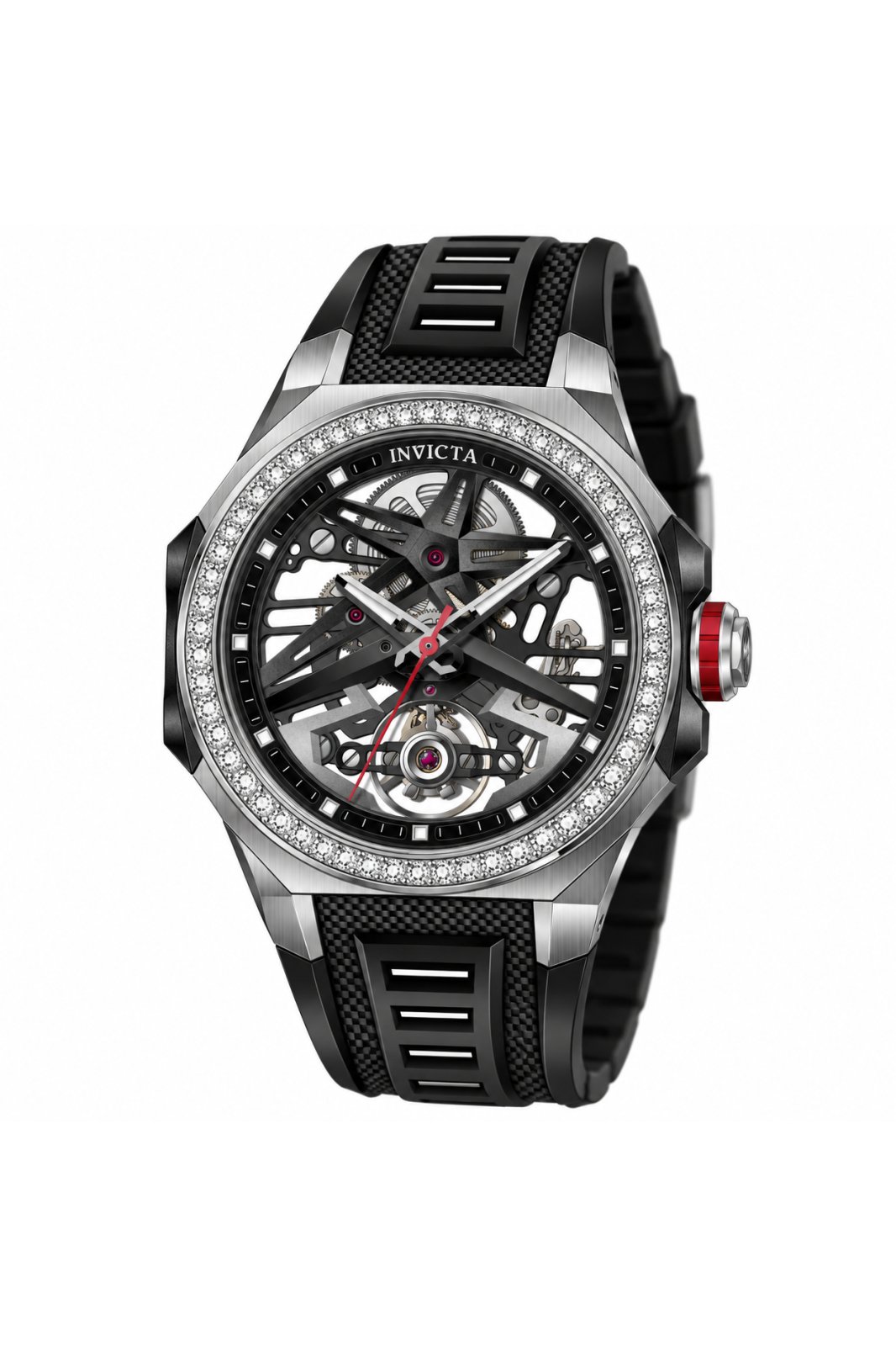 Invicta Objet D Art 70124 Moška ura - Avtomatski mehanizem - Nerjaveče jeklo s črnim številčnico - 43 mm - Z 70 diamanti