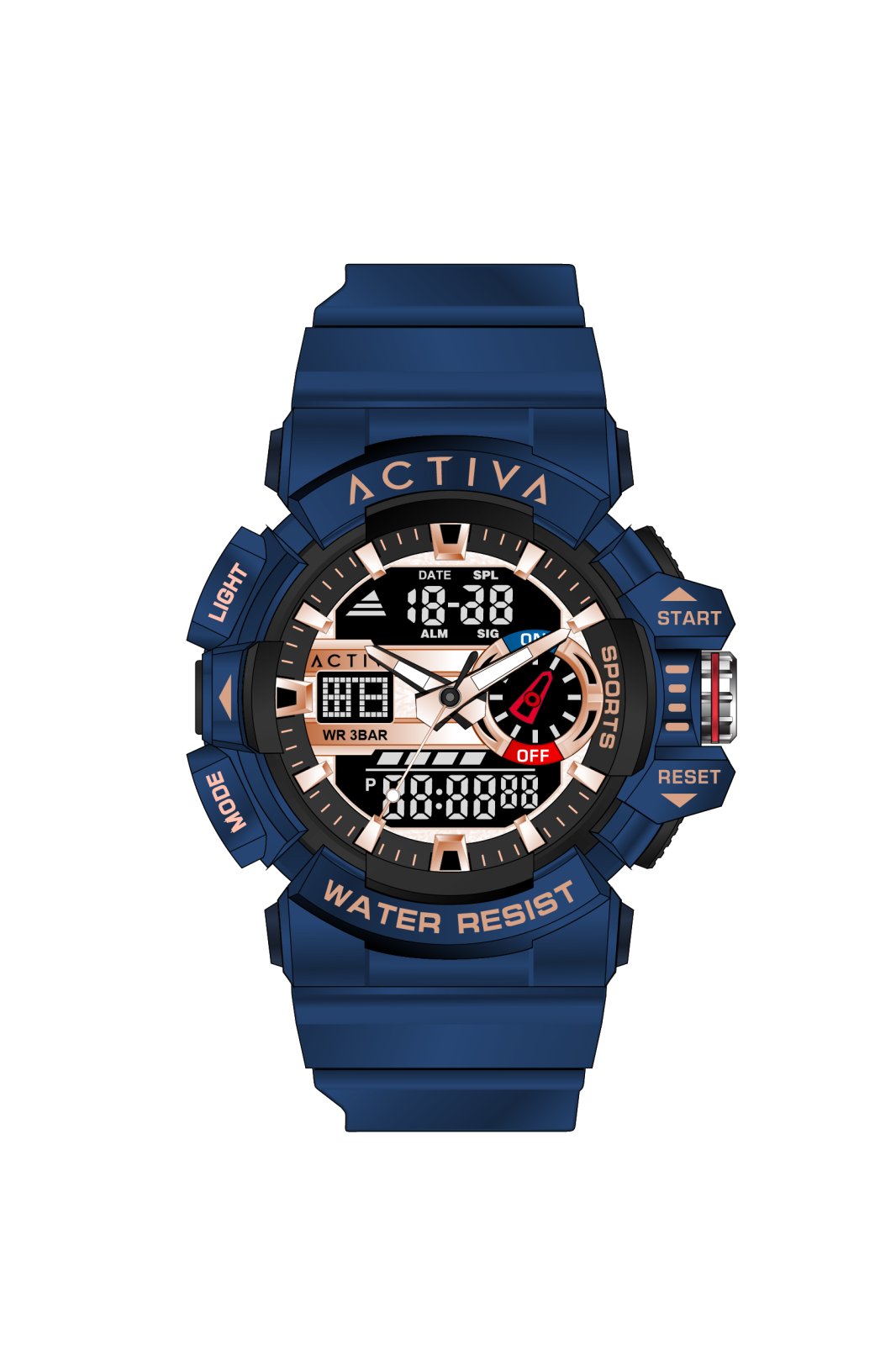 Activa Digital ACW8043-003 Reloj de Hombre - Movimiento Digital - ABS con Esfera Negra - 49 mm