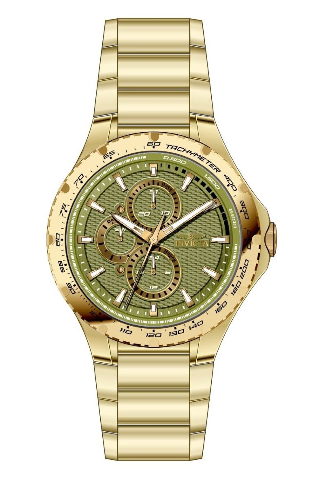 Invicta Aviator 50107 Men's Watch - Quartz Movement - Stainless Steel with Green Dial - 44 mm