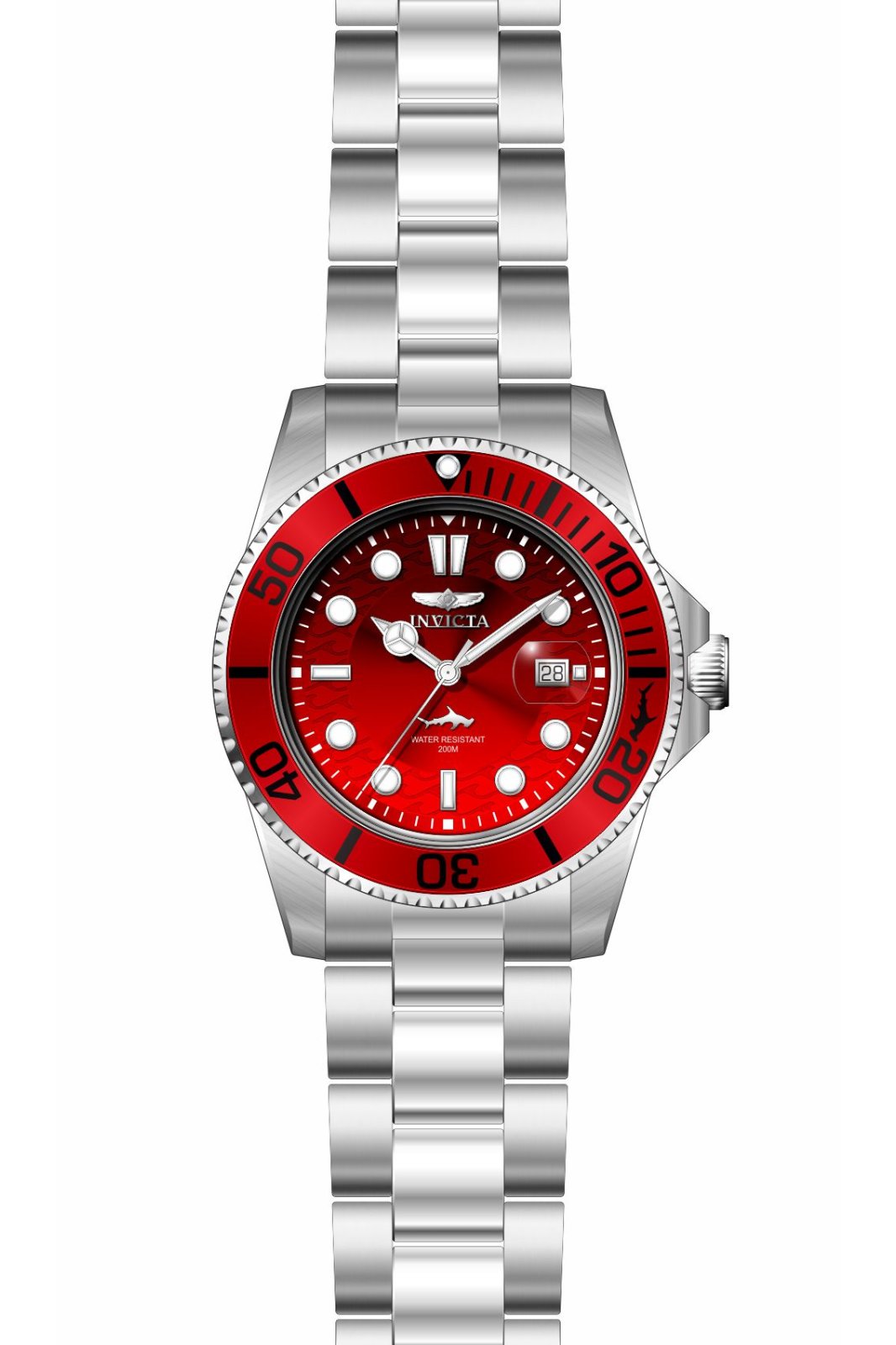 Invicta Pro Diver 50897 Pánské hodinky - Quartzový strojek - Nerezová ocel s červeným ciferníkem - 42 mm