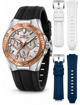 Invicta Speedway 51129 Montre Homme - Mouvement Quartz - Acier Inoxydable avec Cadran Argenté - 45 mm - Avec Bracelets Supplémentaires