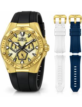 Invicta Speedway 51131 Miesten Kello - Kvartsikoneisto - Ruostumaton Teräs Kultaisella Taululla - 45 mm - Mukana Lisärannekkeet