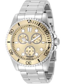 Invicta Pro Diver 51138 Men's Watch - Quartz Movement - Stainless Steel with Beige Dial - 43 mm