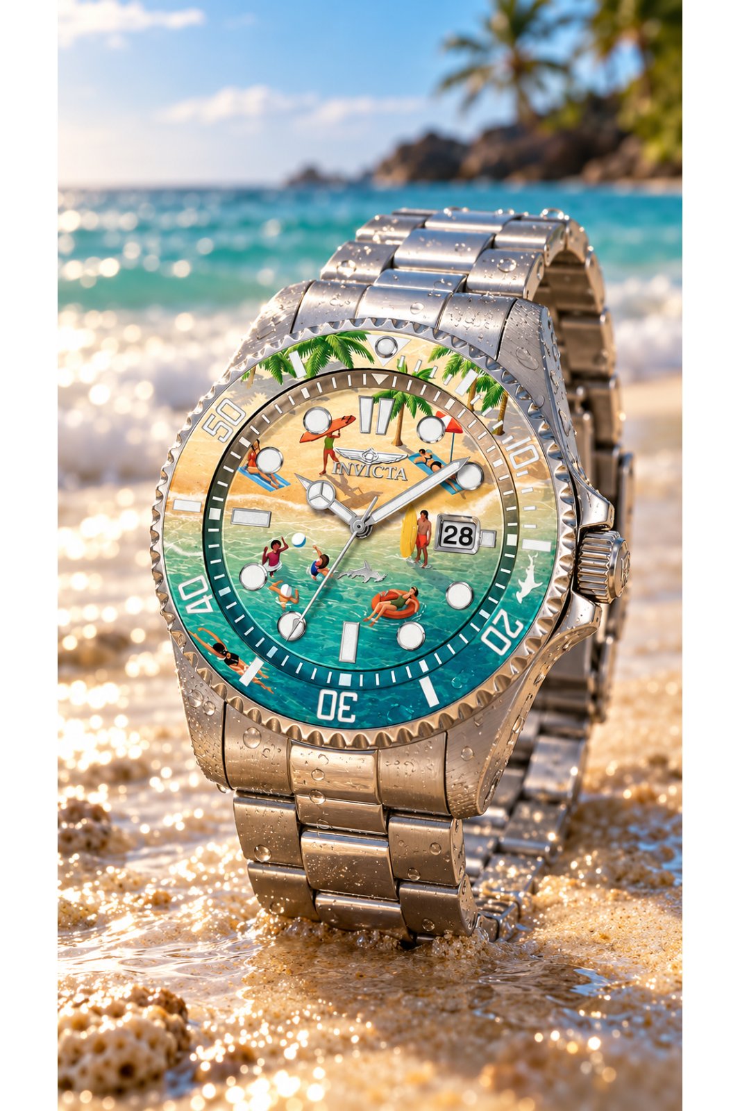 Invicta Pro Diver 51051 Moška ura - Kvarčni mehanizem - Nerjaveče jeklo z modro številčnico - 43 mm - Summerville