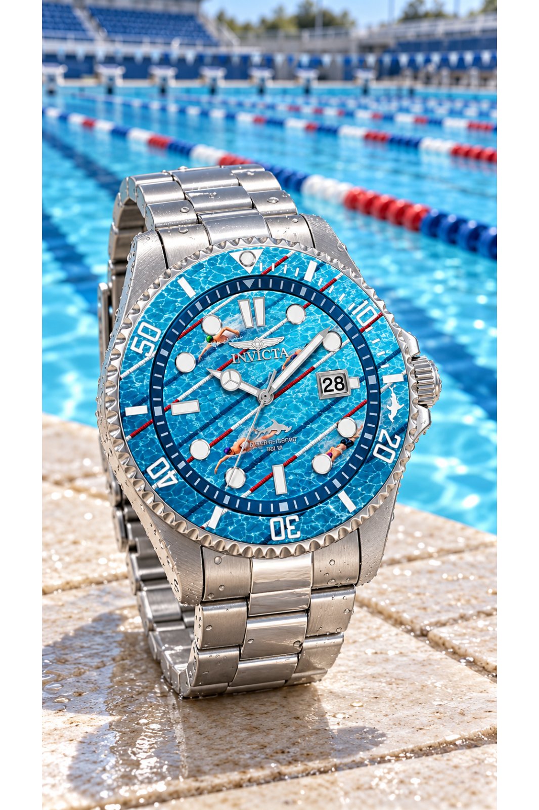 Invicta Pro Diver 51056 Ceas pentru bărbați - Mecanism Quartz - Oțel inoxidabil cu cadran albastru - 43 mm - Summerville