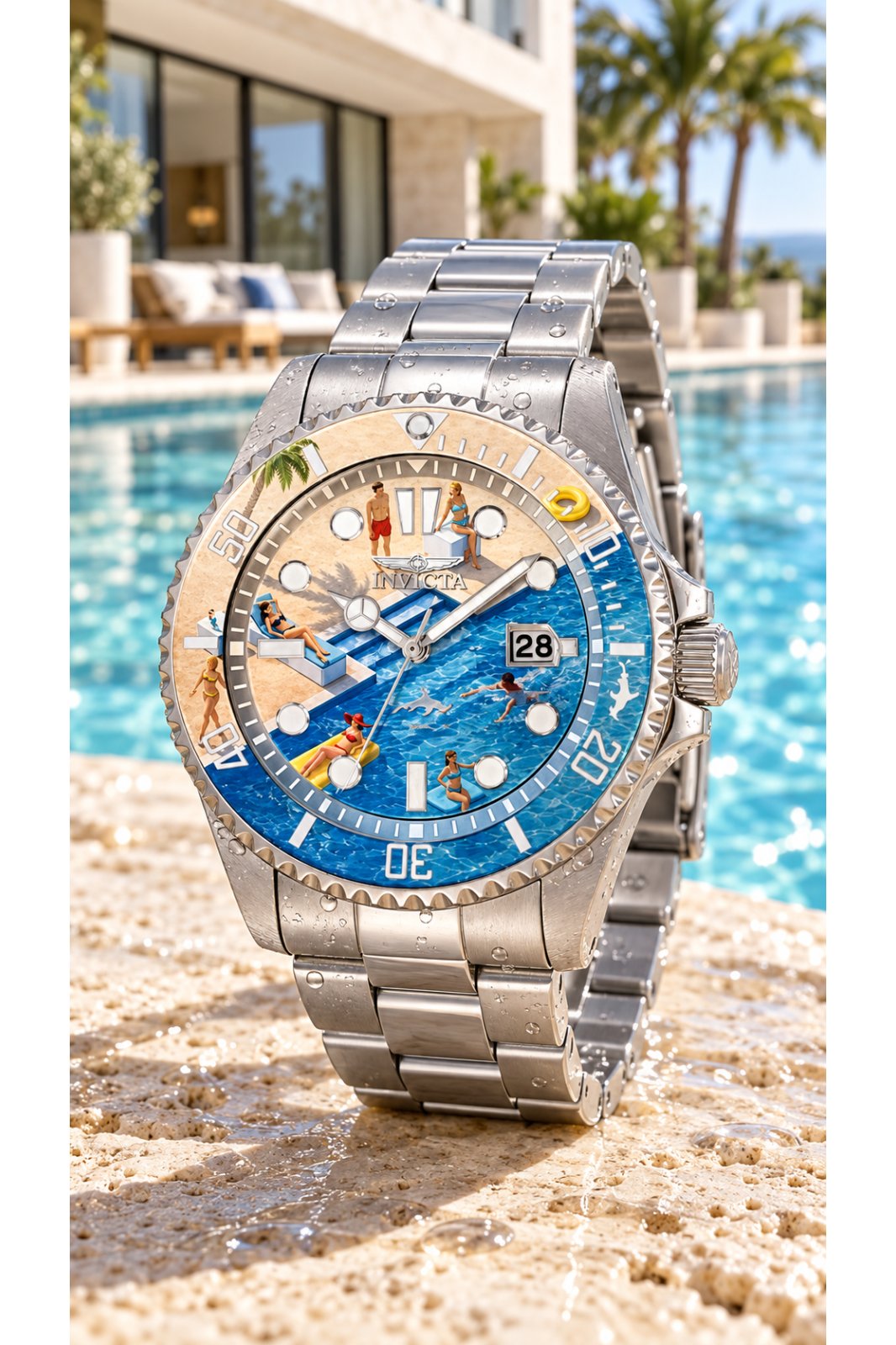 Invicta Pro Diver 51060 Moška ura - Quartz mehanizem - Nerjaveče jeklo z modro številčnico - 43 mm - Summerville