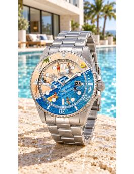 Invicta Pro Diver 51060 Moška ura - Quartz mehanizem - Nerjaveče jeklo z modro številčnico - 43 mm - Summerville