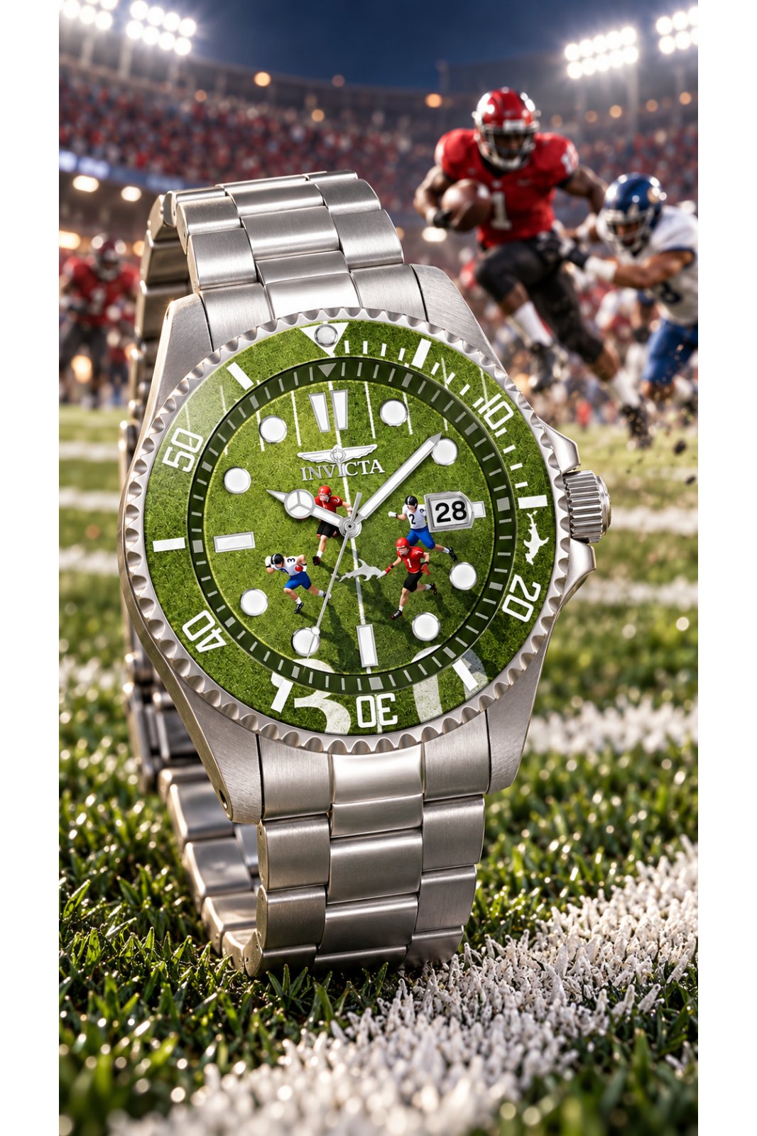 Invicta Pro Diver 51061 Moška ura - Quartz mehanizem - Nerjaveče jeklo z zeleno številčnico - 43 mm - Summerville