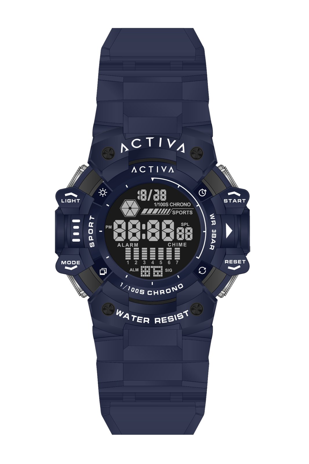 Activa Digital ACW8050-001 Men's Watch - Digital Movement - Abs with Black Dial - 50 mm