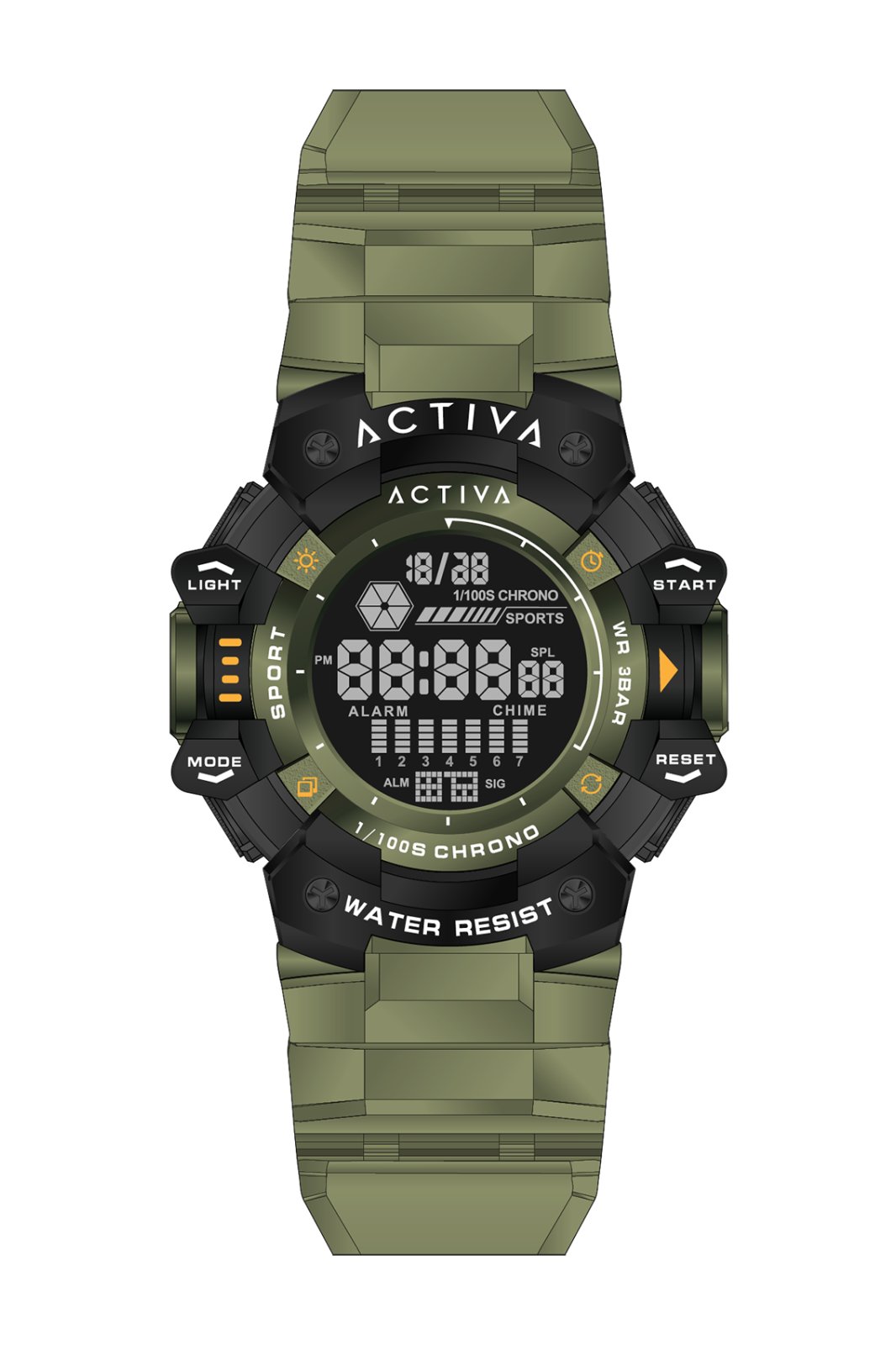Activa Digital ACW8050-005 Men's Watch - Digital Movement - Abs with Black Dial - 50 mm