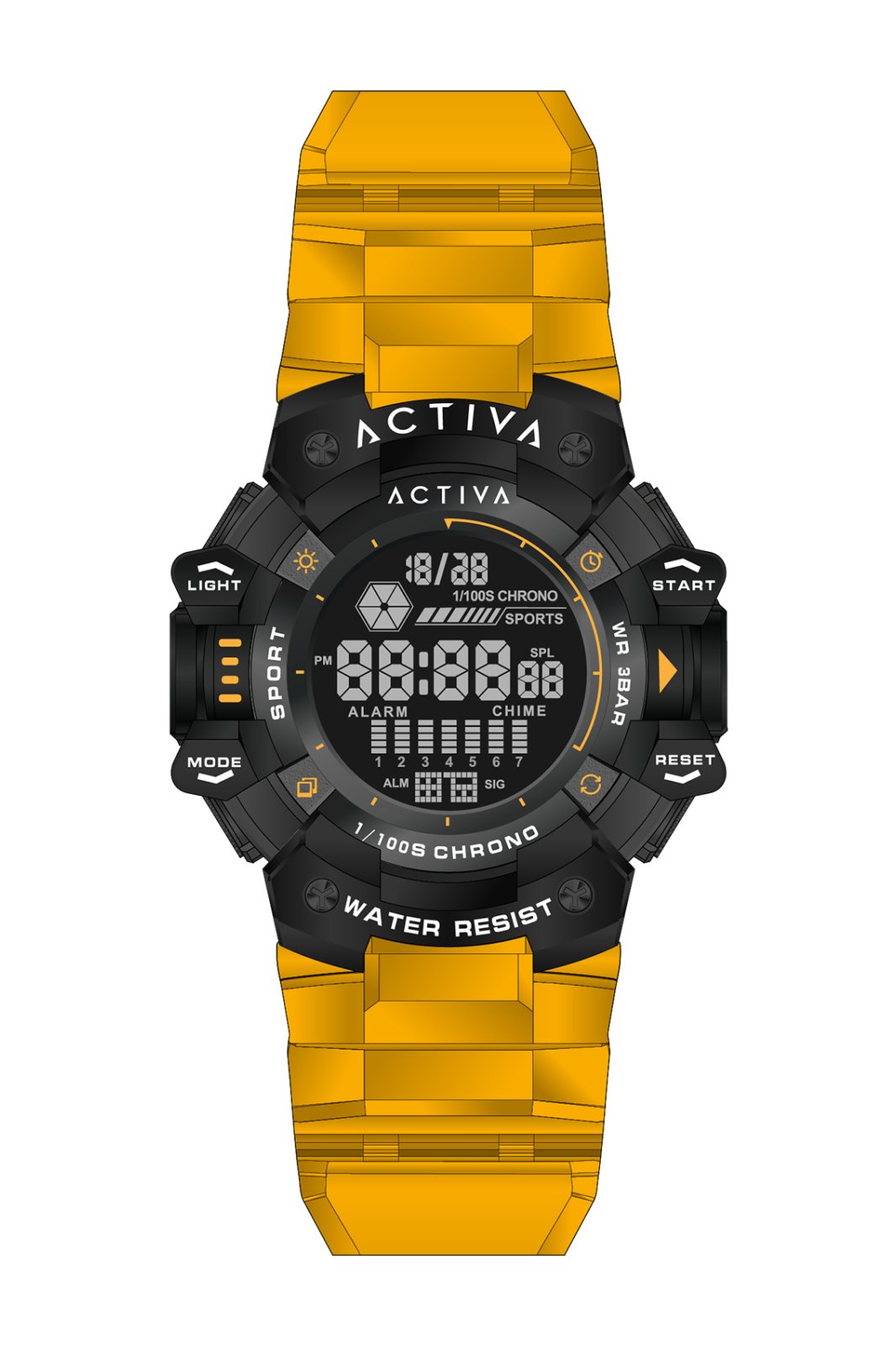 Activa Digital ACW8050-007 Men's Watch - Digital Movement - Abs with Black Dial - 50 mm