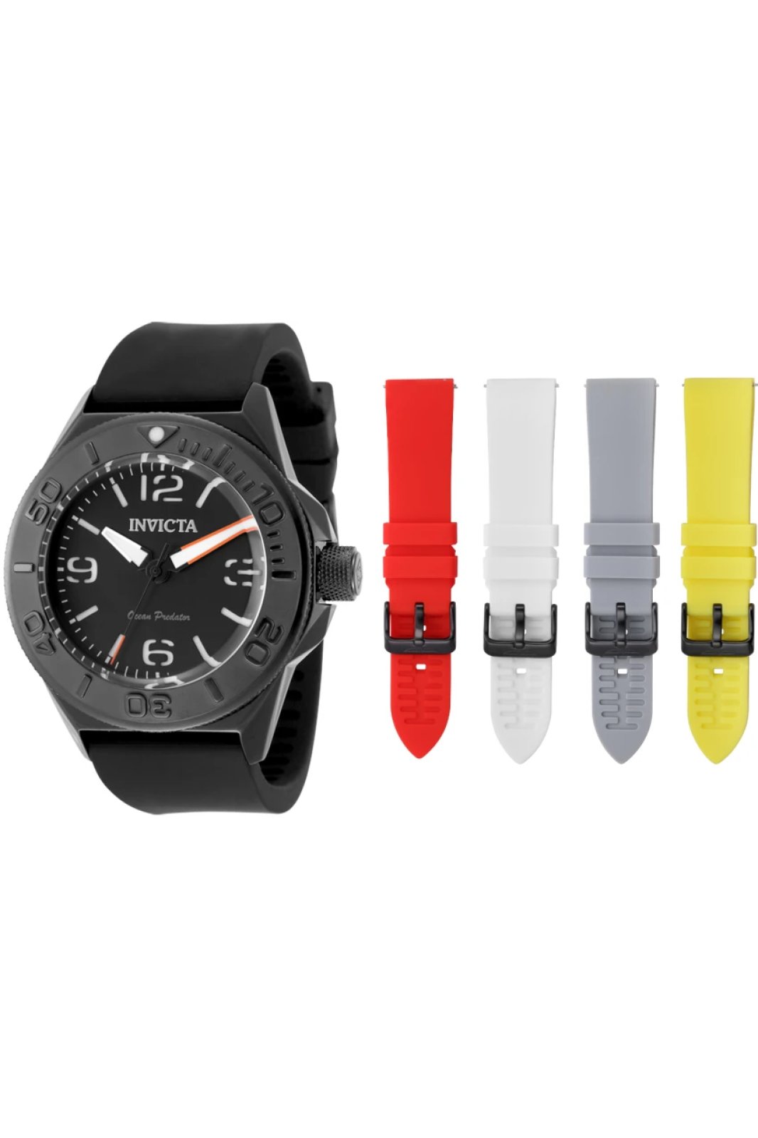 Invicta Ocean Predator 50662 Moška ura - Quartz mehanizem - Nerjaveče jeklo s Črno številčnico - 43 mm - Z dodatnimi paščki