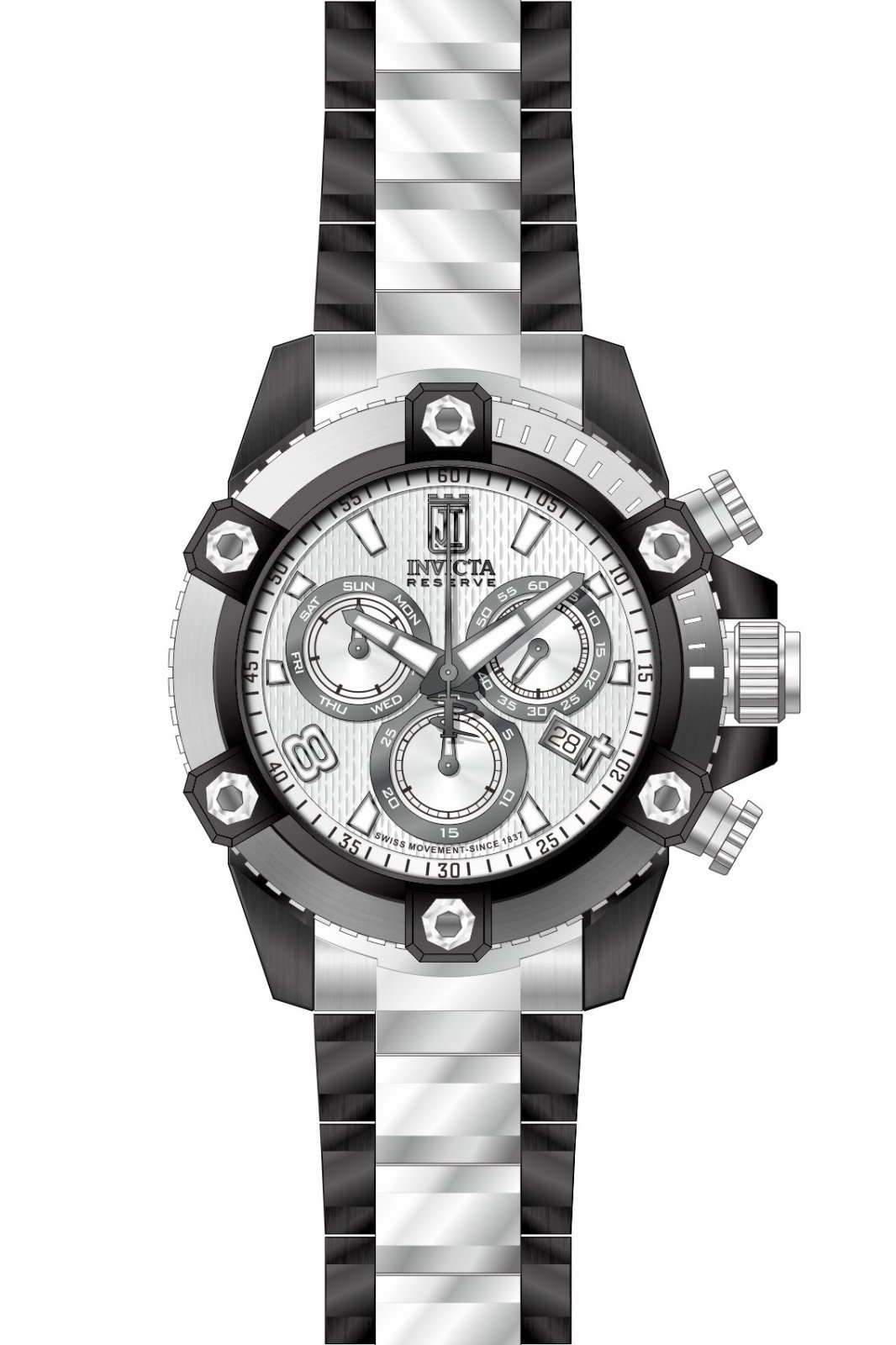 Invicta Jason Taylor 51283 Men's Watch - Quartz Movement - Stainless Steel with Silver Dial - 50 mm