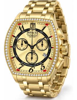 Invicta Jason Taylor 51302 Men's Watch - Quartz Movement - Stainless Steel with Gold Dial - 43 mm - With 86 Diamonds