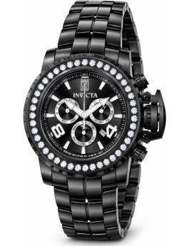 Invicta Jason Taylor 51324 Relógio Masculino - Movimento de Quartzo - Aço Inoxidável com Mostrador Preto - 58 mm - Com 45 Diamantes