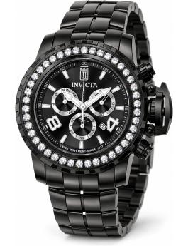 Invicta Jason Taylor 51324 Moška ura - Kvarčni mehanizem - Nerjaveče jeklo s črnim številčnico - 58 mm - Z 45 diamanti