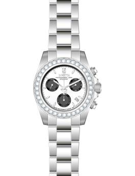 Invicta Jason Taylor 51325 Herrenuhr - Quarzwerk - Edelstahl mit silbernem Zifferblatt - 42 mm - mit 36 Diamanten