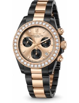 Invicta Jt 51327 Relógio Masculino - Movimento de Quartzo - Aço Inoxidável com Mostrador Rosé - 42 mm - Com 36 Diamantes