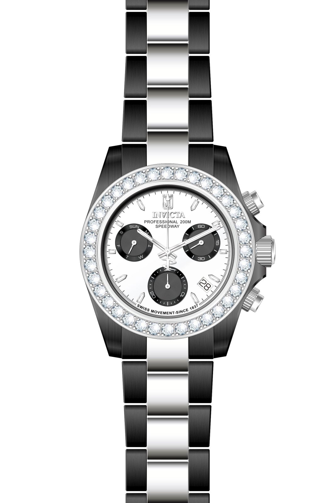Invicta Jason Taylor 51328 Relógio Masculino - Movimento de Quartzo - Aço Inoxidável com Mostrador Prateado - 42 mm - Com 36 Diamantes