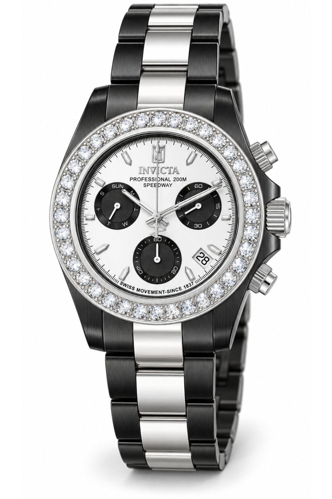 Invicta Jason Taylor 51328 Relógio Masculino - Movimento de Quartzo - Aço Inoxidável com Mostrador Prateado - 42 mm - Com 36 Diamantes