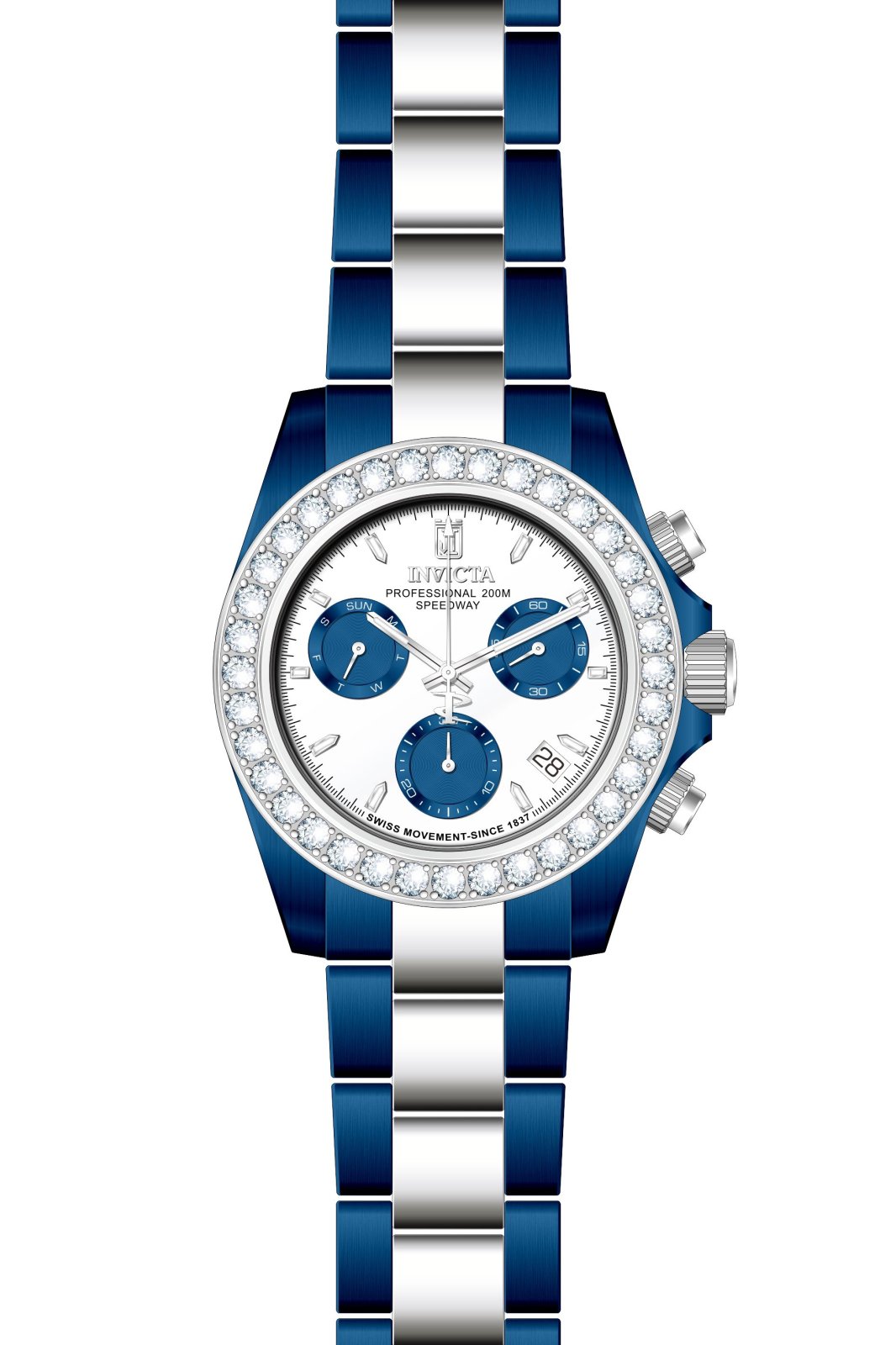 Invicta Jason Taylor 51329 Herrenuhr - Quarzwerk - Edelstahl mit silbernem Zifferblatt - 42 mm - mit 36 Diamanten