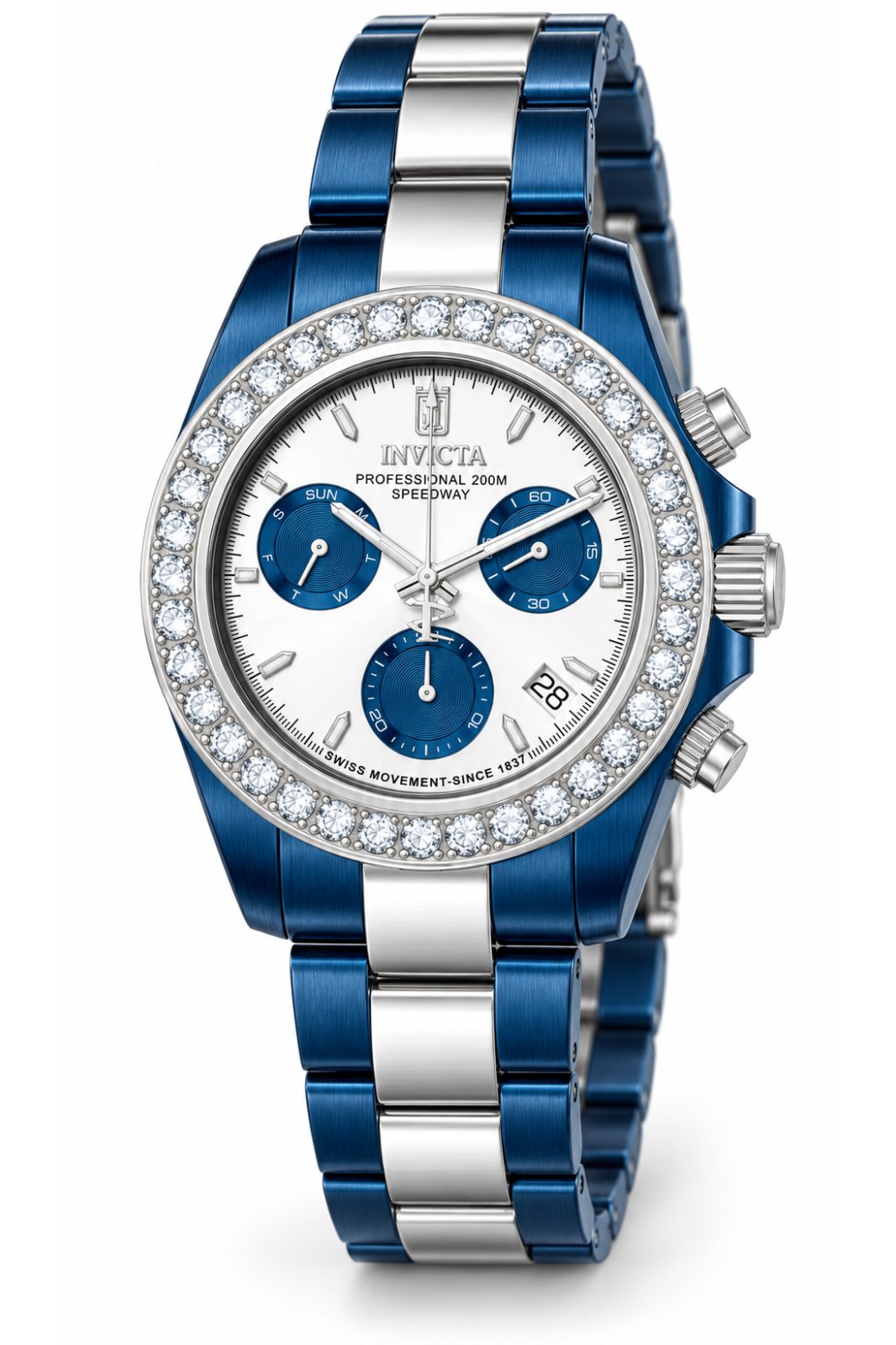 Invicta Jason Taylor 51329 Herrenuhr - Quarzwerk - Edelstahl mit silbernem Zifferblatt - 42 mm - mit 36 Diamanten