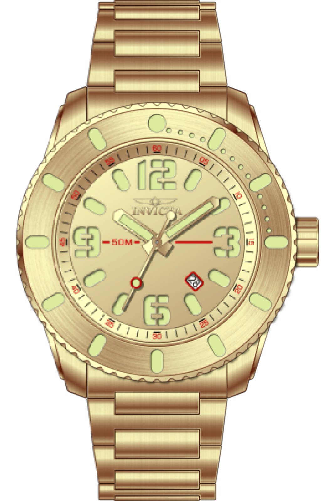 Invicta Aviator 69575 Men's Watch - Quartz Movement - Steel with Gold Dial - 48 mm