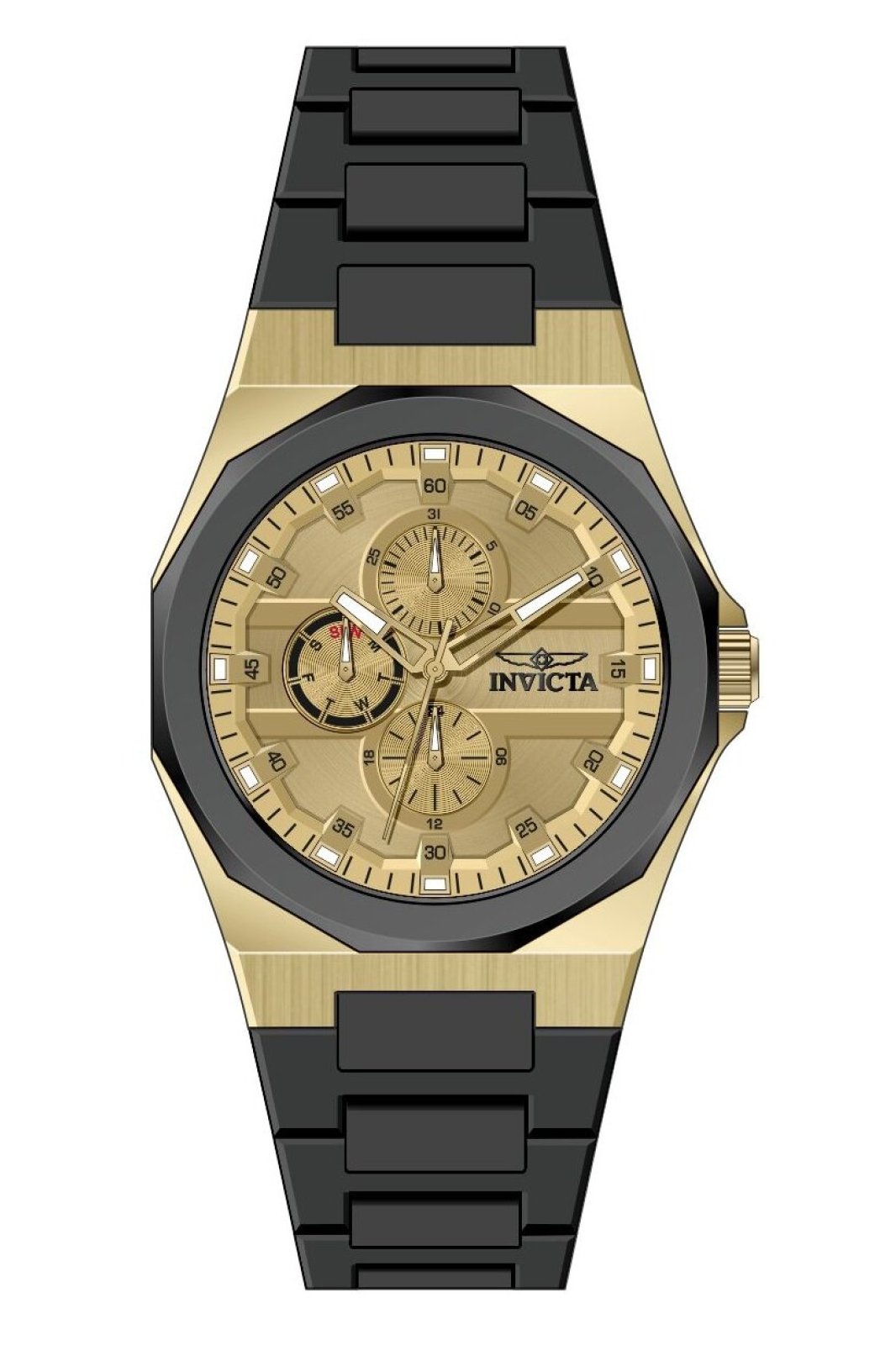 Invicta Speedway 50704 Herenhorloge - Quartz Uurwerk - Roestvrij Staal met Gouden Wijzerplaat - 44 mm