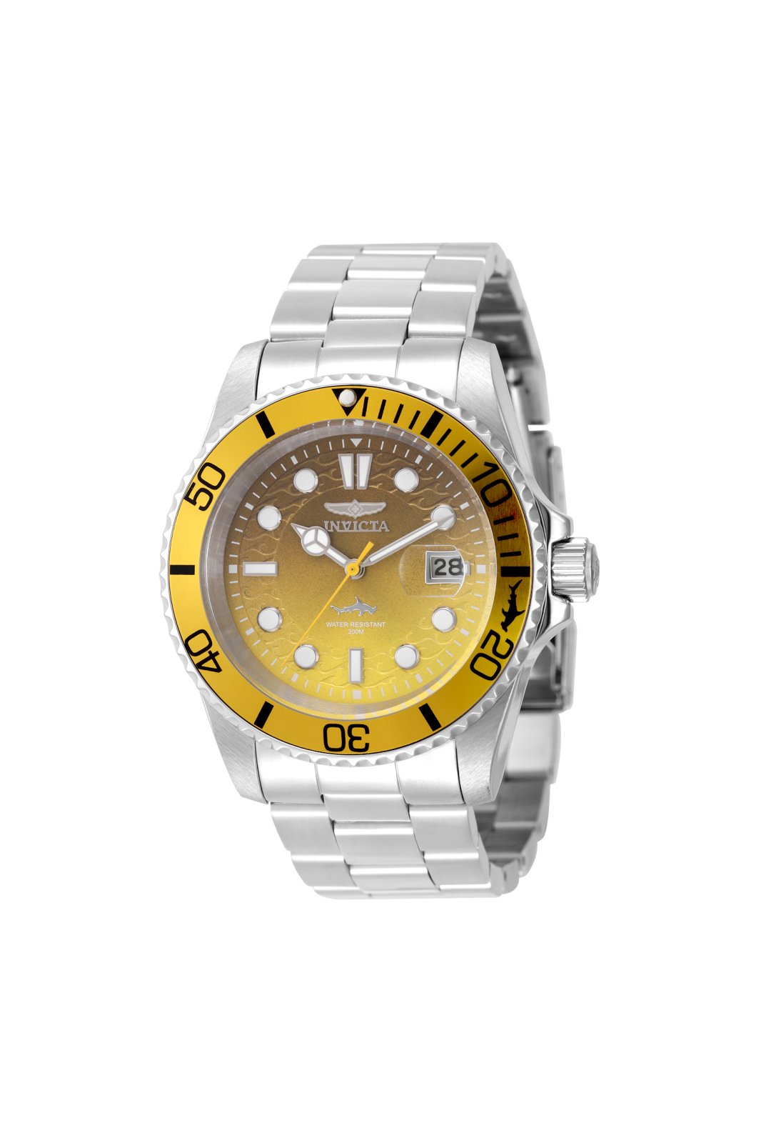 Invicta Pro Diver 50895 Men's Watch - Quartz Movement - Stainless Steel with Yellow Dial - 42 mm