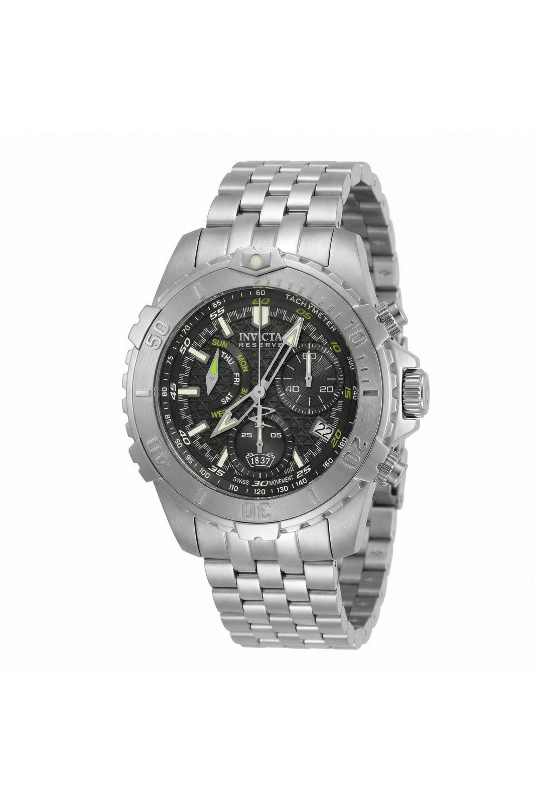 Invicta Reserve 50991 Men's Watch - Quartz Movement - Stainless Steel with Black Dial - 47 mm