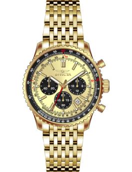 Invicta Aviator 69566 Men's Watch - Quartz Movement - Steel with Gold Dial - 43 mm