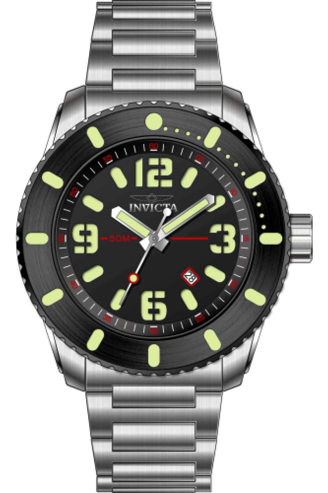 Invicta Aviator 69574 Men's Watch - Quartz Movement - Steel with Black Dial - 48 mm