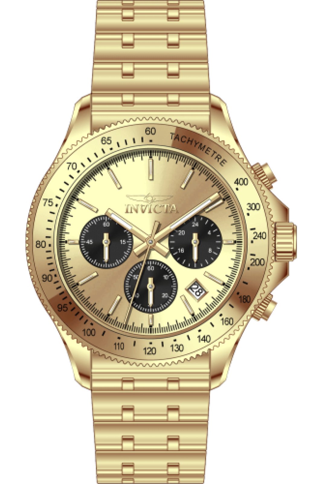 Invicta Aviator 69579 Men's Watch - Quartz Movement - Steel with Gold Dial - 42 mm