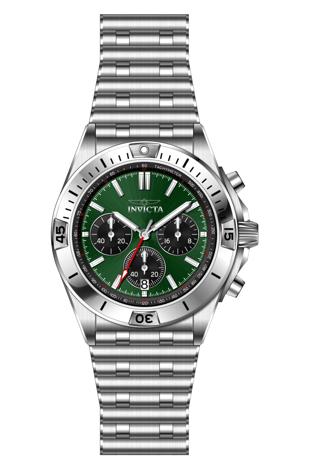Invicta Aviator 69588 Men's Watch - Quartz Movement - Steel with Green Dial - 42 mm