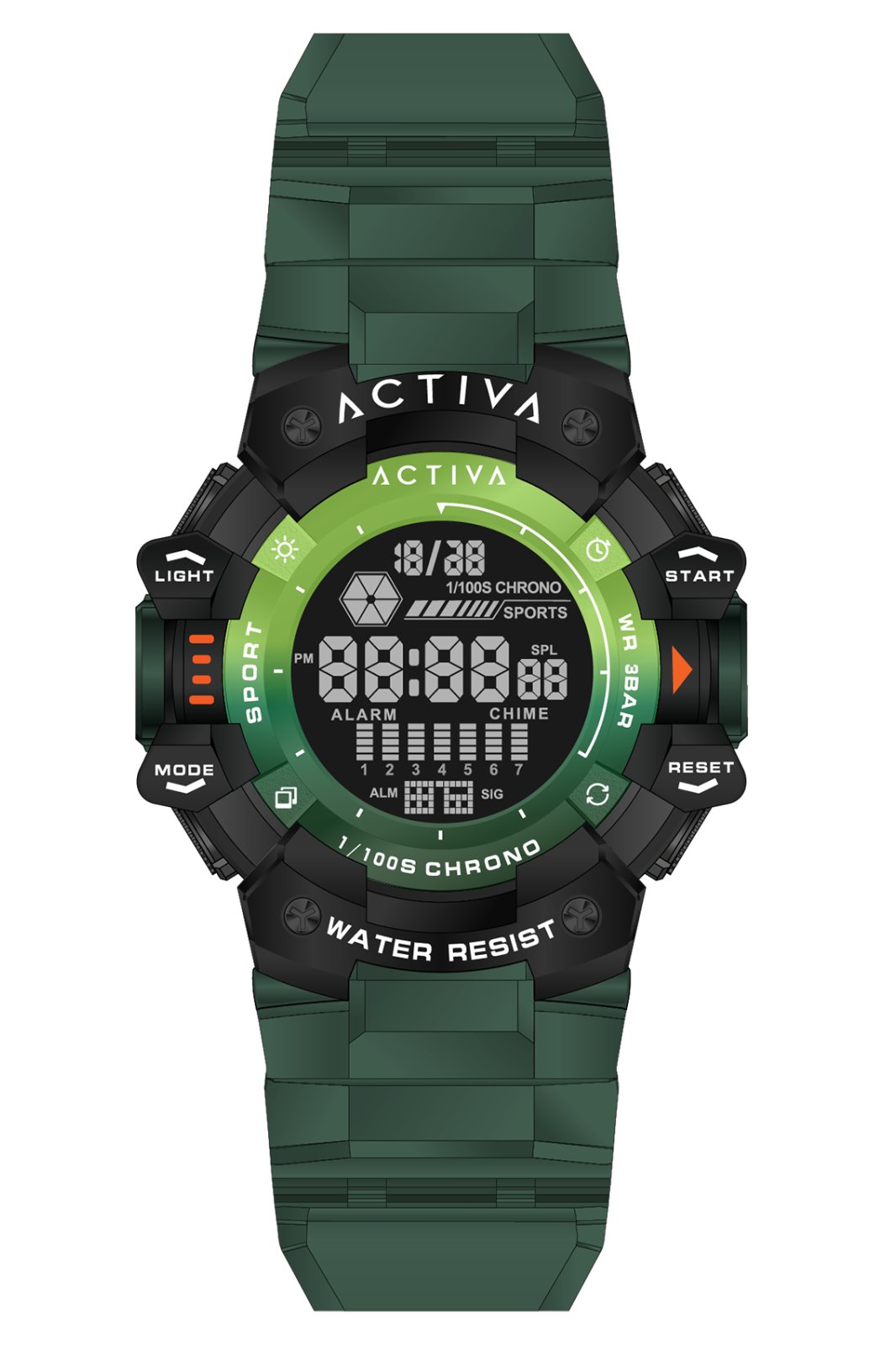 Relógio Digital Masculino Activa ACW8050MC-018 - Movimento Digital - ABS com Mostrador Preto - 50 mm