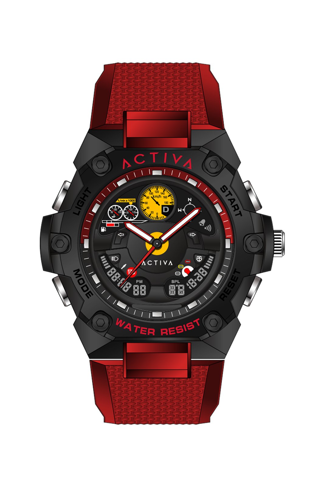 Activa Digital ACW8092-003 Montre Homme - Mouvement Digital - Métal avec Cadran Noir - 55 mm
