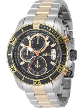 Invicta Ocean Voyage 48640 Men's Watch - Quartz Movement - Stainless Steel with Black Dial - 45 mm